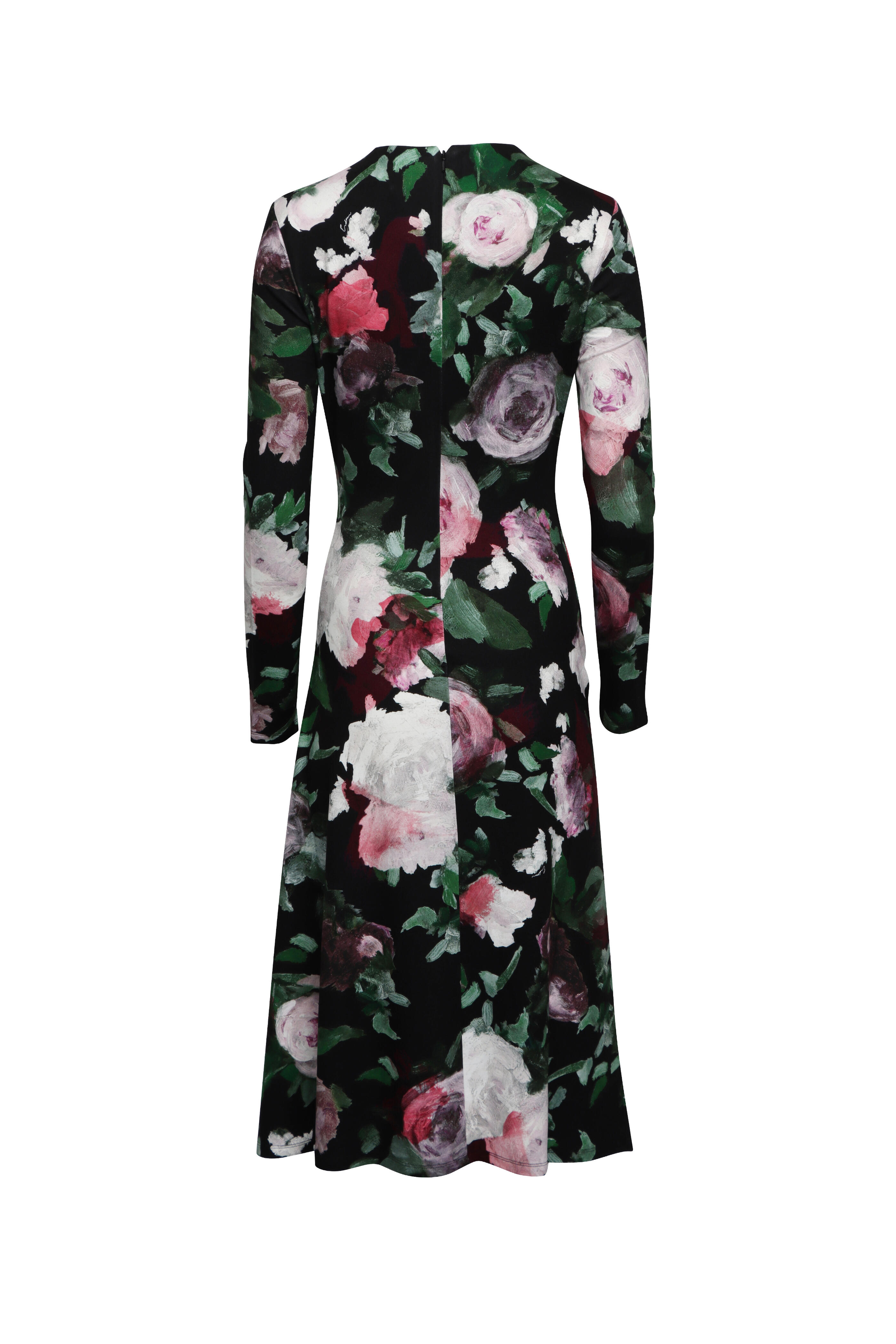 Erdem - Black Rose Draped Midi Dress
