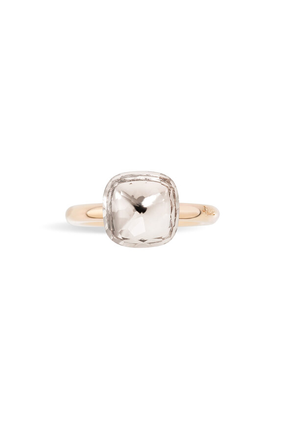 Pomellato 18k Rose Gold White Topaz Petite Nudo Ring - view 3