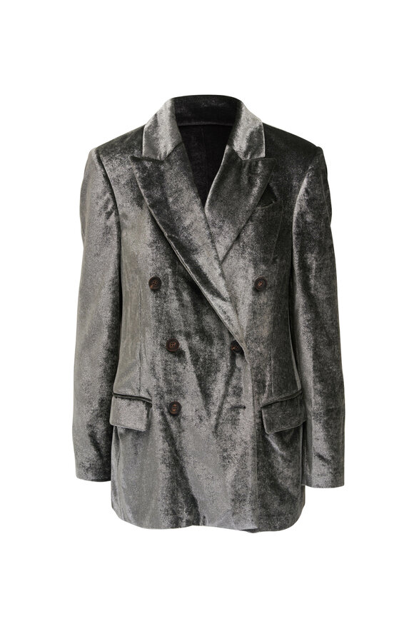 Brunello Cucinelli Velvet Metallic Suit Jacket 