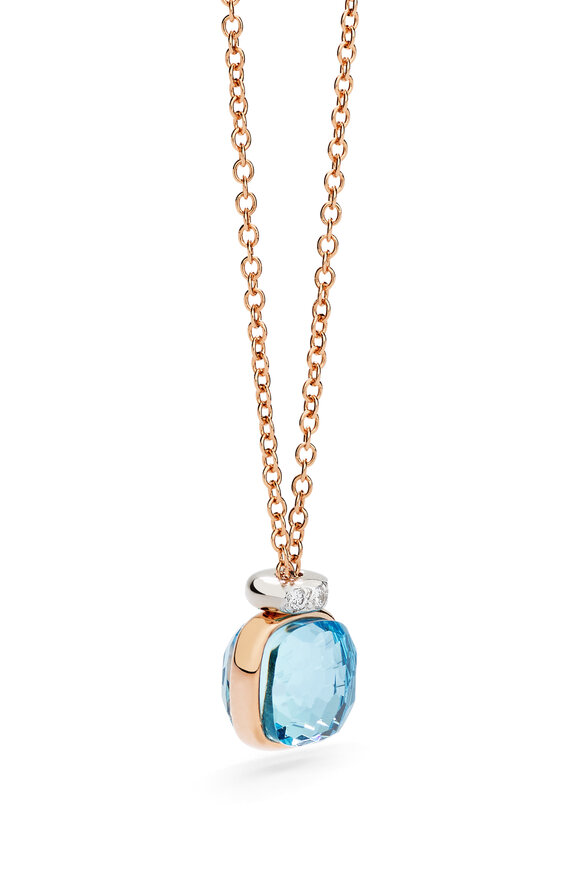 Pomellato 18k Rose Gold Blue Topaz Nudo Mini Necklace - view 1