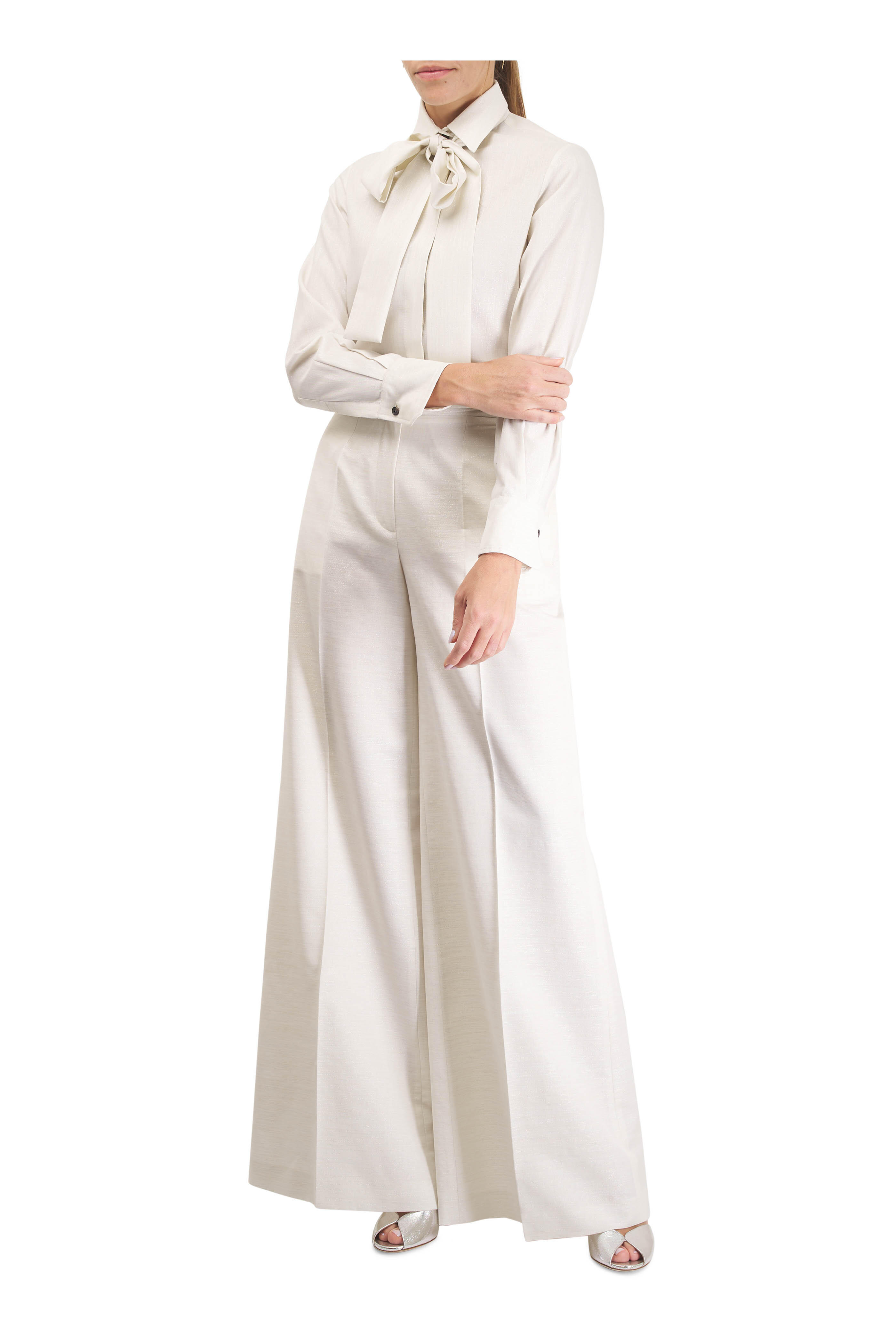 Kiton - Cream Wool Lurex Sheen Blouse