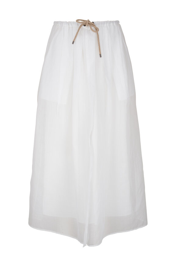 Brunello Cucinelli White Fluid Gauze Cotton Maxi Skirt 