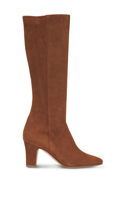 Manolo Blahnik Pitana Medium Brown Suede Tall Boot, 70mm - view 2