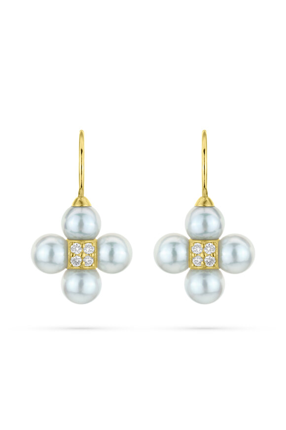 Paul Morelli 18k Yellow Gold Pearl & Diamond Sequence Earring - view 1