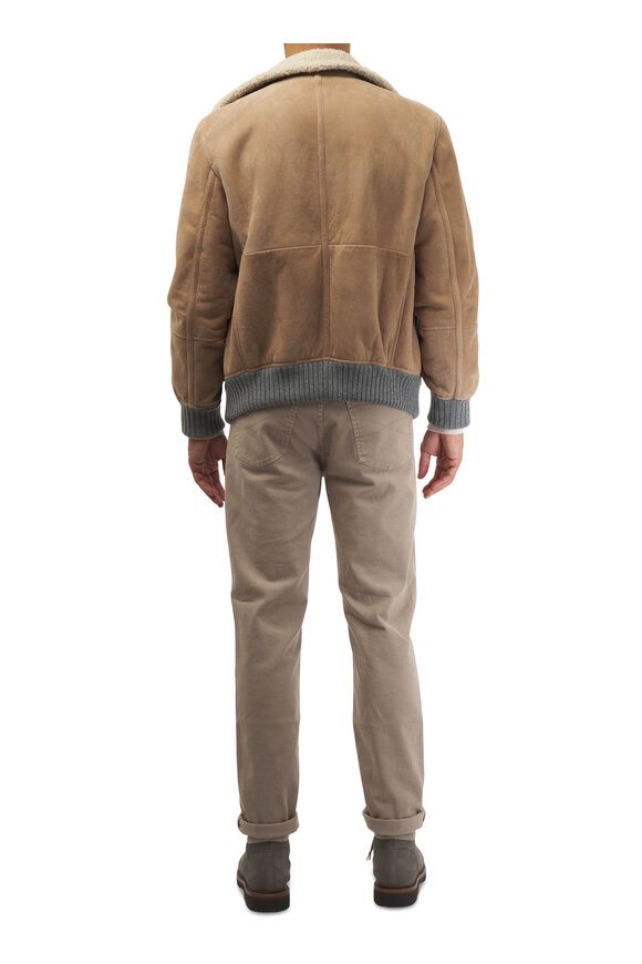 Brunello Cucinelli - Tan Sheepskin & Cashmere Bomber Jacket