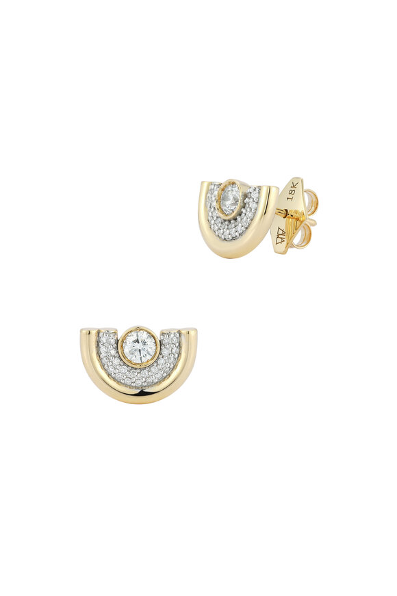 Walters Faith Thoby 18K Gold & Diamond Tubular Stud Earrings 