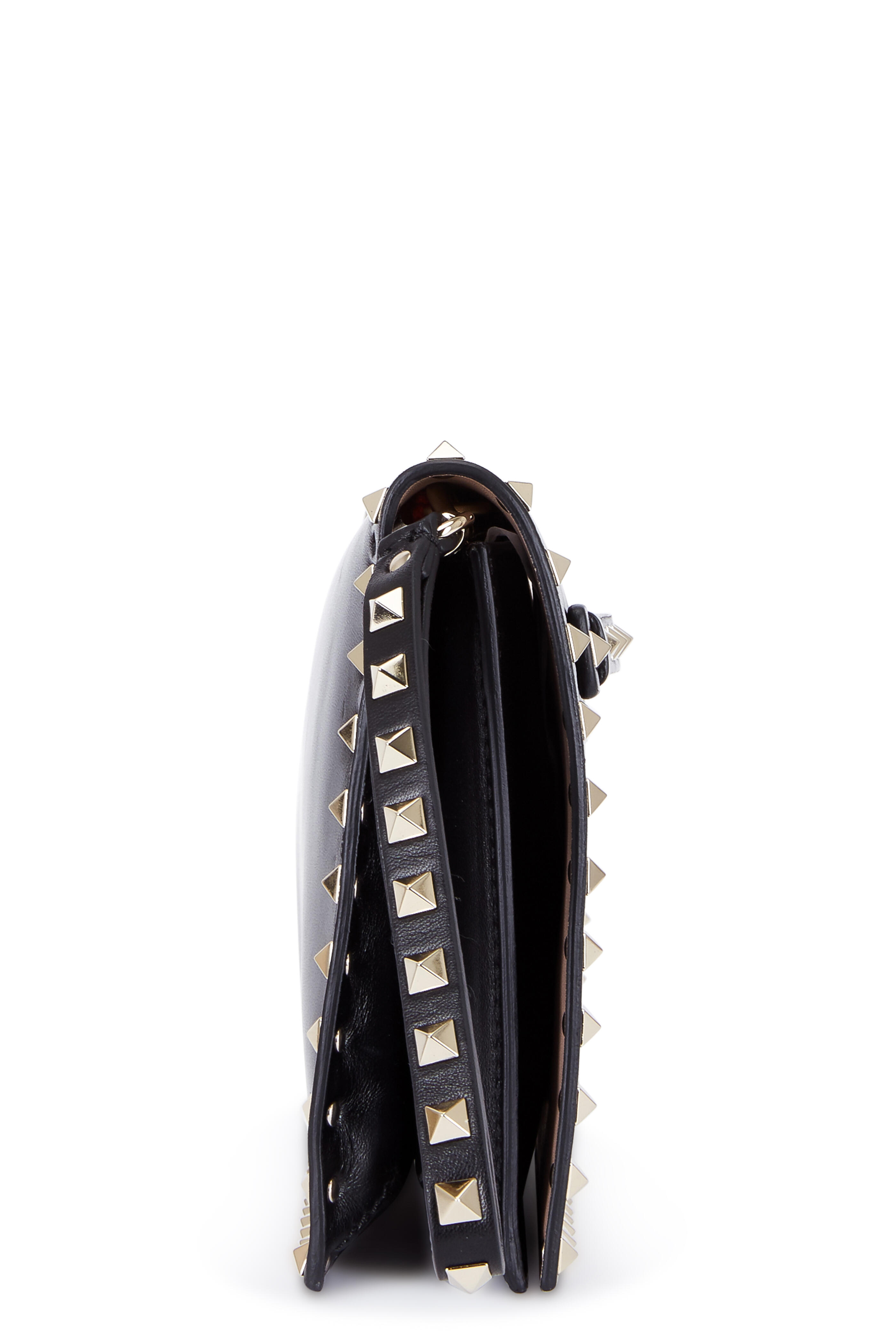 Rockstud Leather Clutch in Black - Valentino Garavani