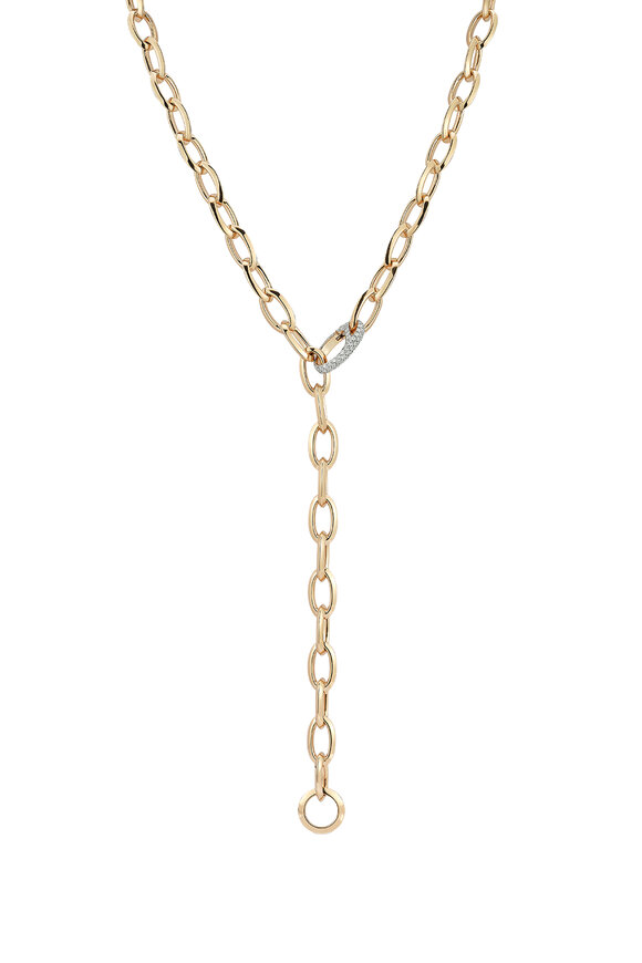 Walters Faith - Garnett 18K Gold Link Necklace & Diamond Clasp