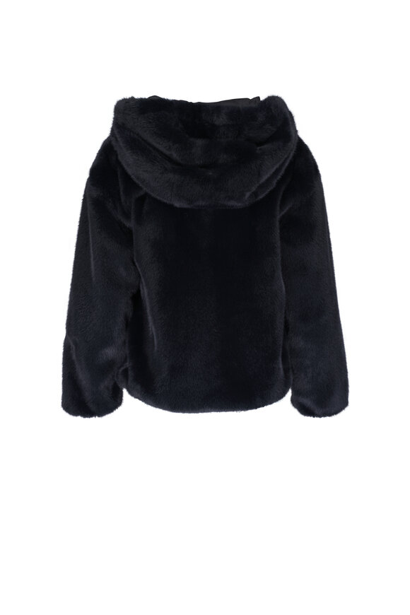 Herno - Black Faux Fur Hooded Jacket