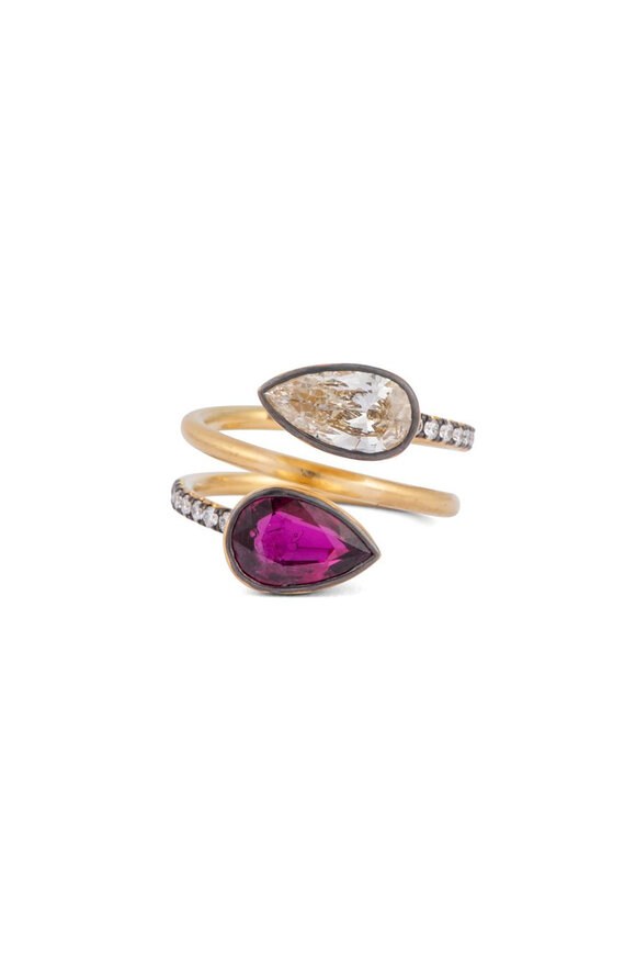 Sylva & Cie Diamond & Ruby Moi Toi Ring - view 1