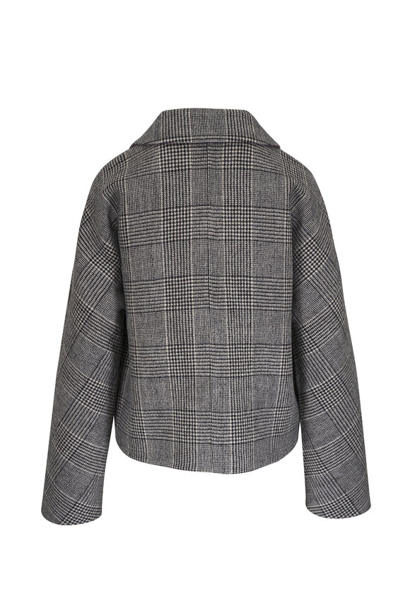 Odeeh Black & White Plaid Collared Jacket - view 4