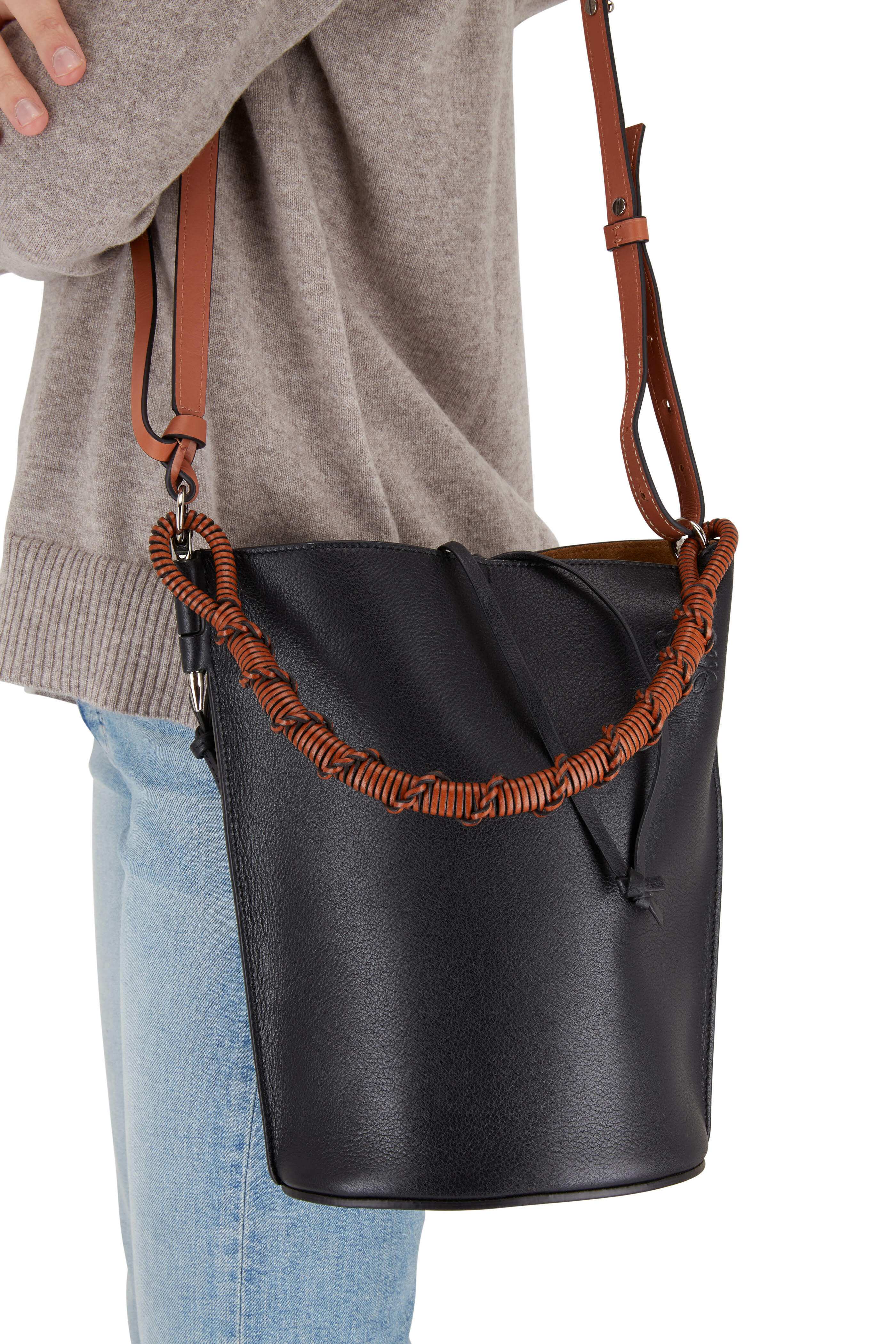 Loewe Ladies Black Gate Bucket Handle Bag