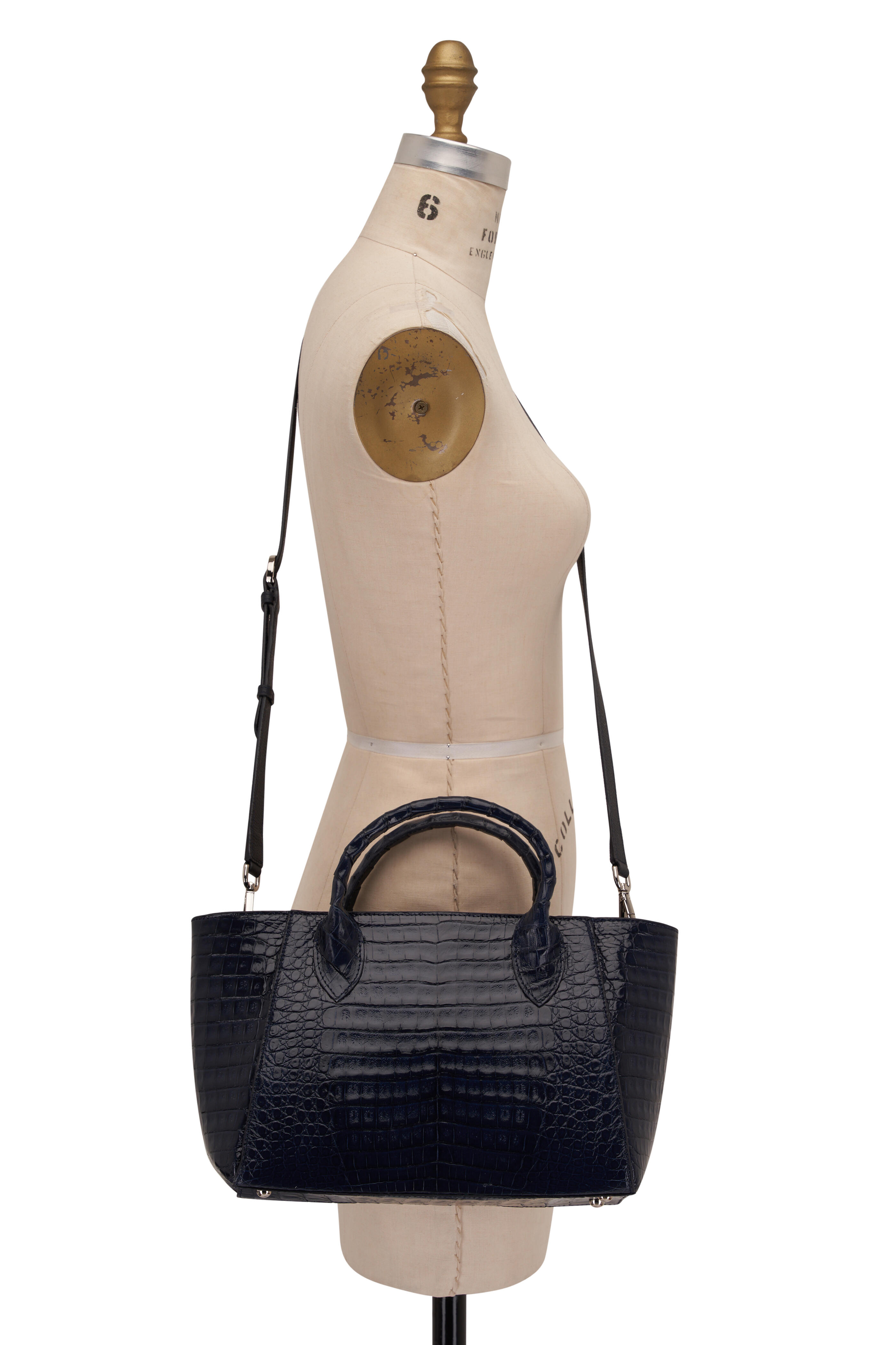Maria Oliver - Virginia Navy Blue Shiny Leather Tote