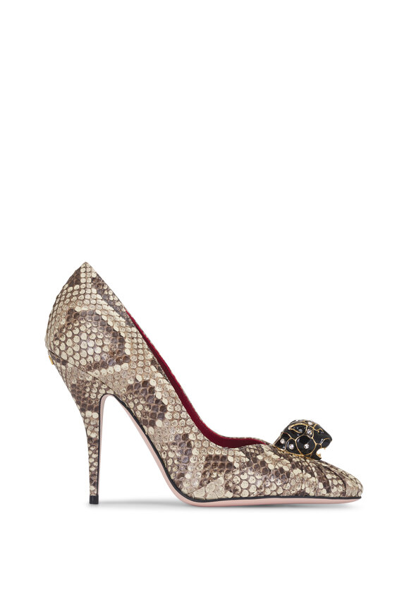Valentino Garavani Panthea Cream Leather Pump, 105mm - view 4