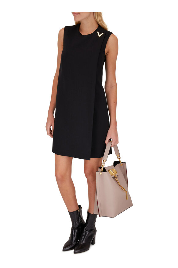 Valentino - V Logo Black Stretch Wool Sleeveless Dress