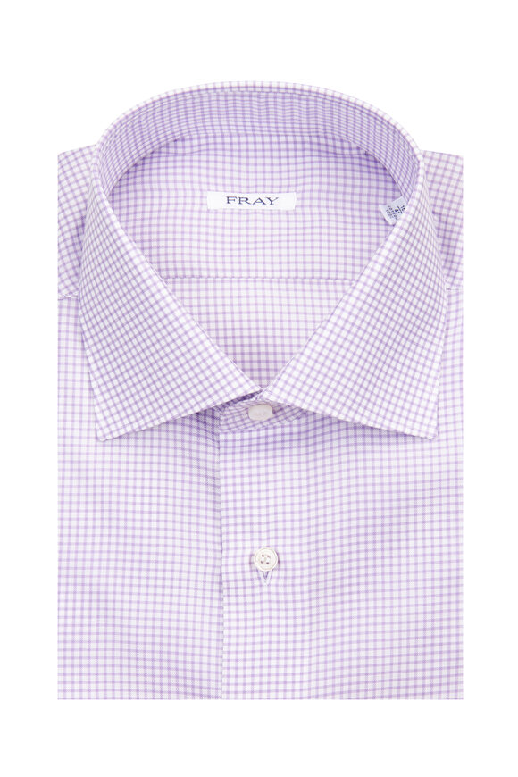 Fray Purple Check Cotton Dress Shirt - view 1