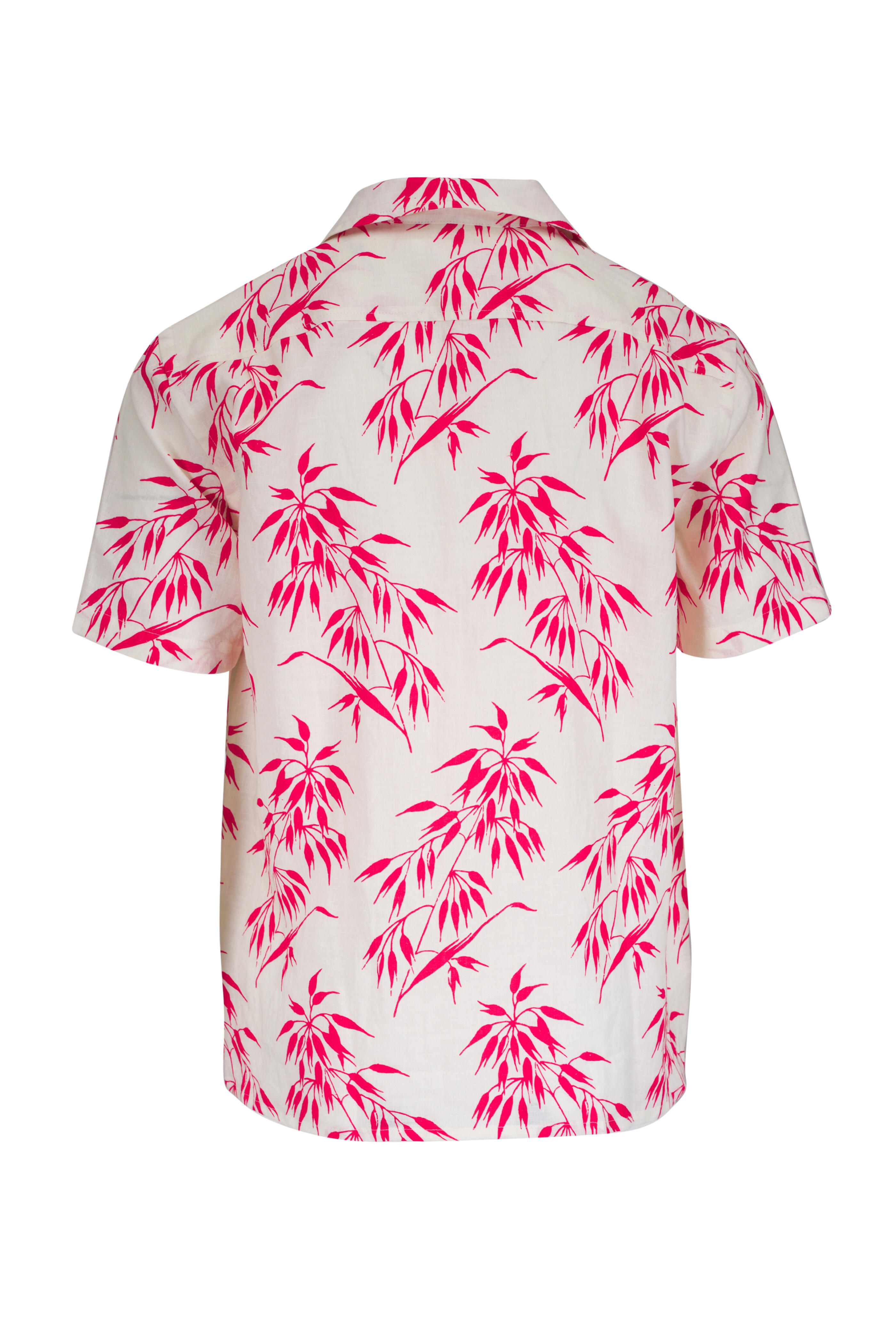 Orlebar Brown - Hibbert White & Red Bamboo Print Sport Shirt