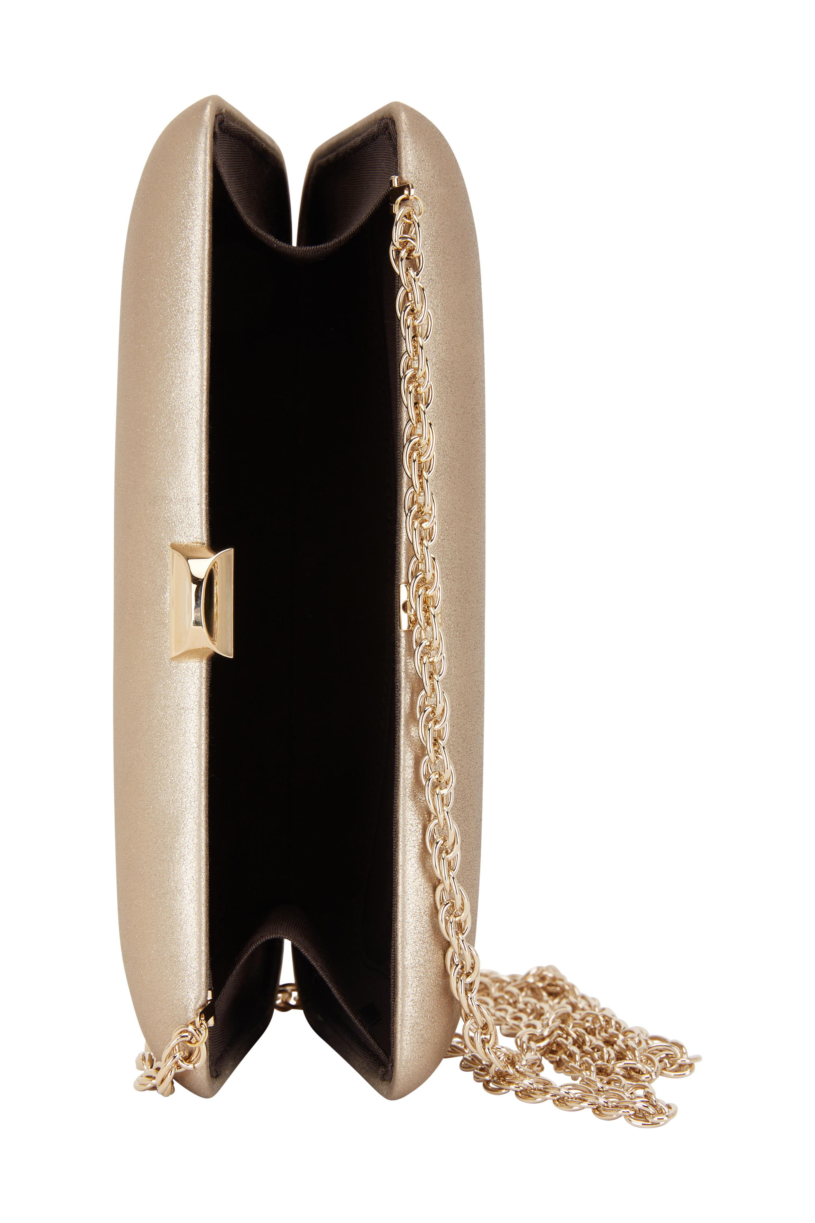 Christian Louboutin Lace Clutch with Gold Chain Strap in Nude and