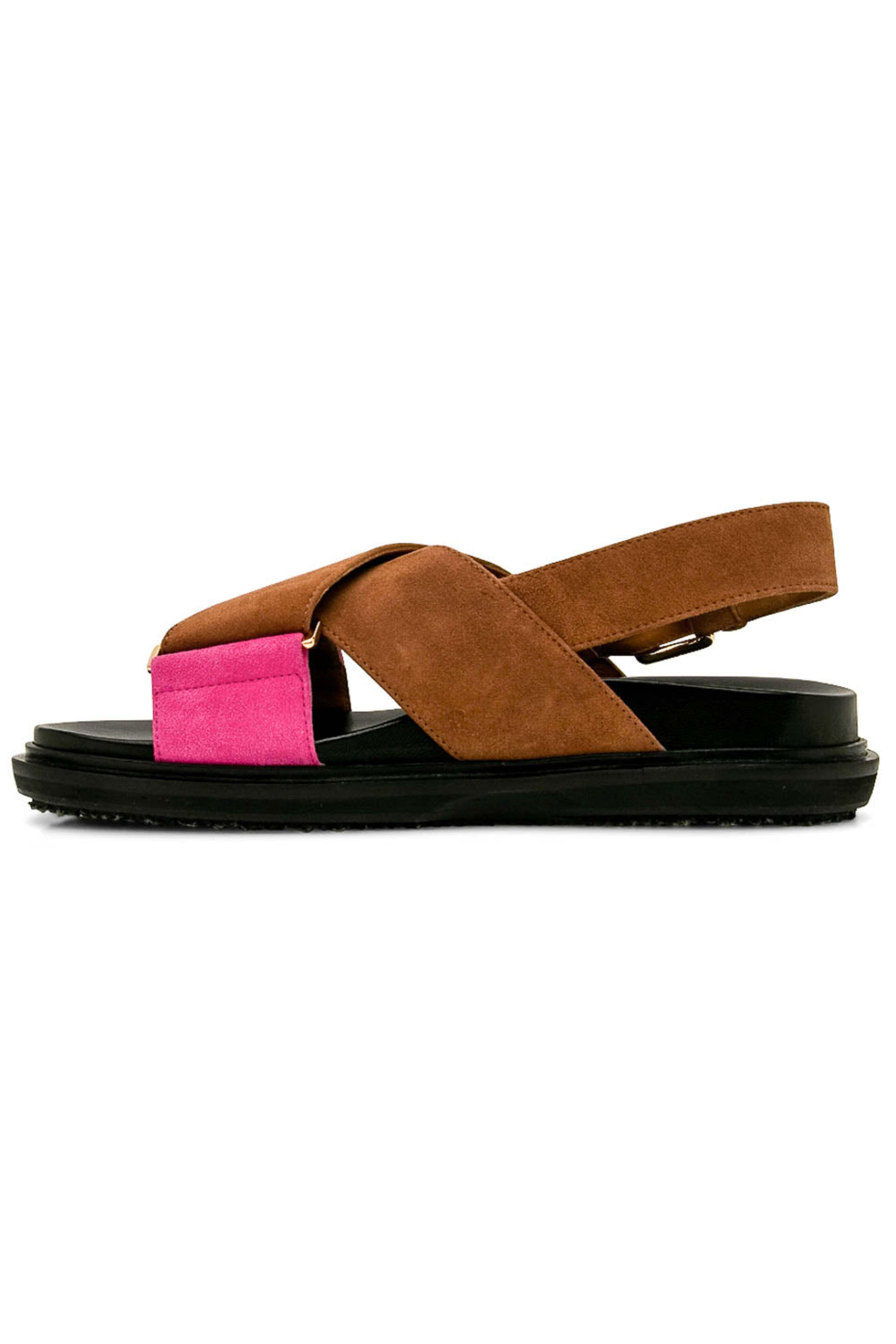 Marni - Brown and Fuchsia Crisscross Fussbett Sandal