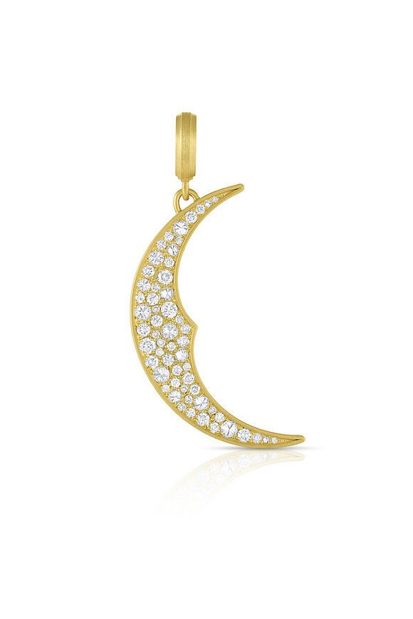 Leigh Maxwell Pave Diamond Crescent Moon Pendant 