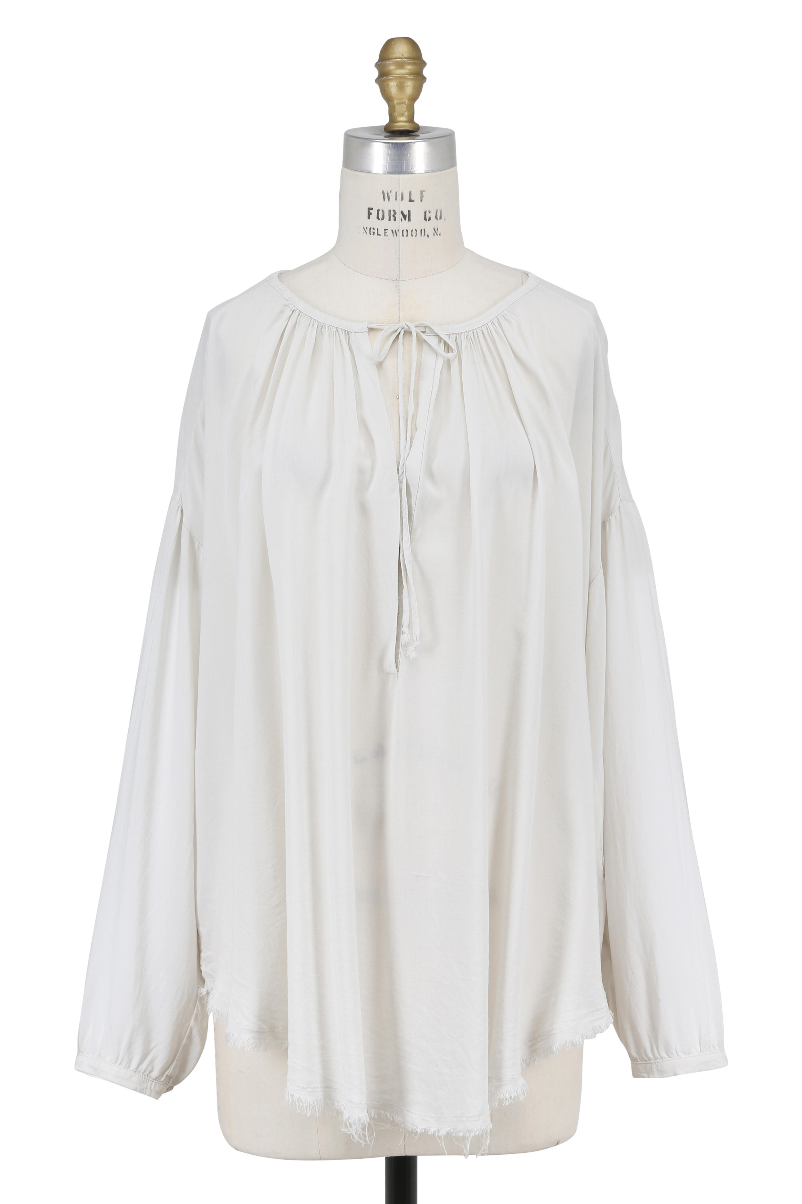 Raquel Allegra - Off White Shirred Peasant Blouse