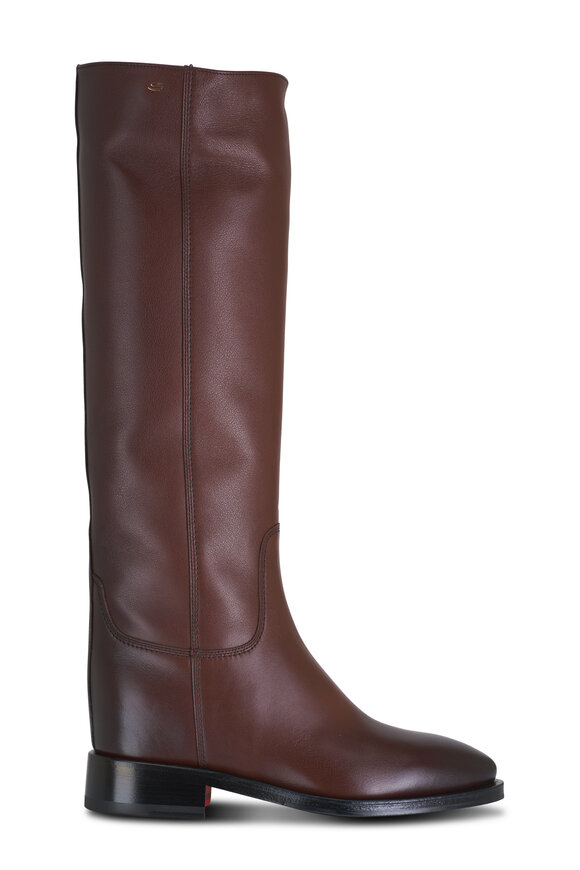 Santoni - Favours Brown Leather Tall Riding Boot 