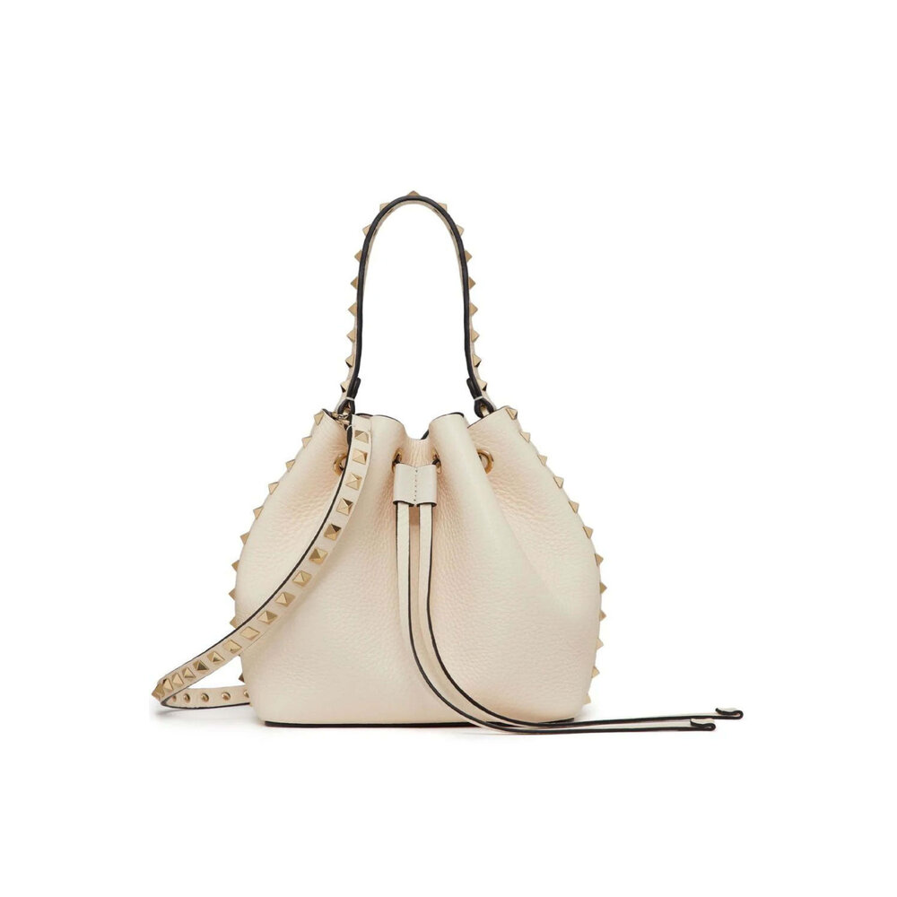 ハンドバッグ Valentino Garavani Bucket Bags Valentino Garavani - Rockstud Grainy Calfskin Bucket Bag in