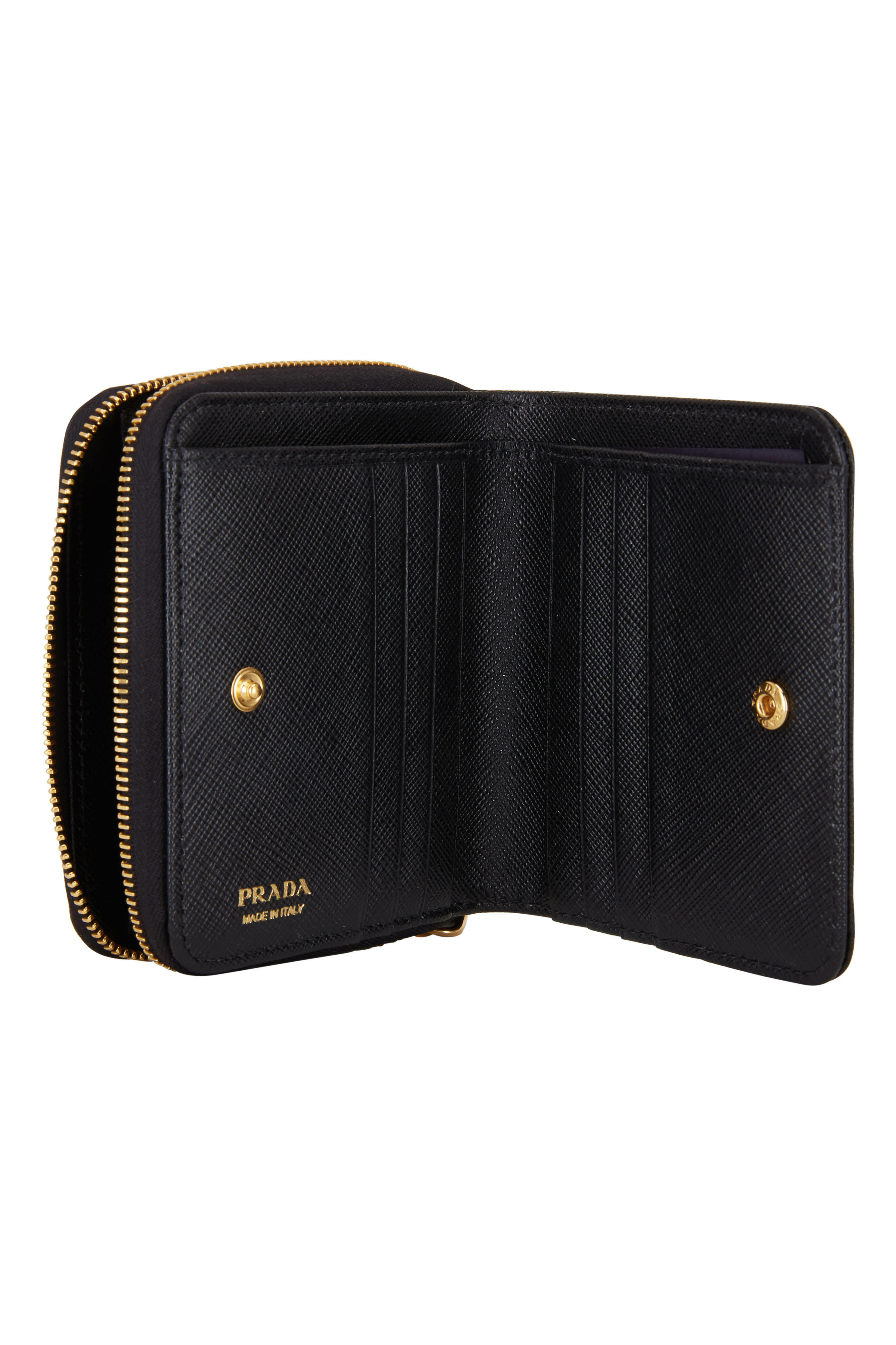 Prada saffiano leather shop zip around wallet