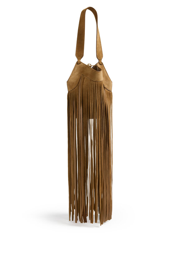 Khaite Nano Lotus Mud Suede Fringe Tote - view 1