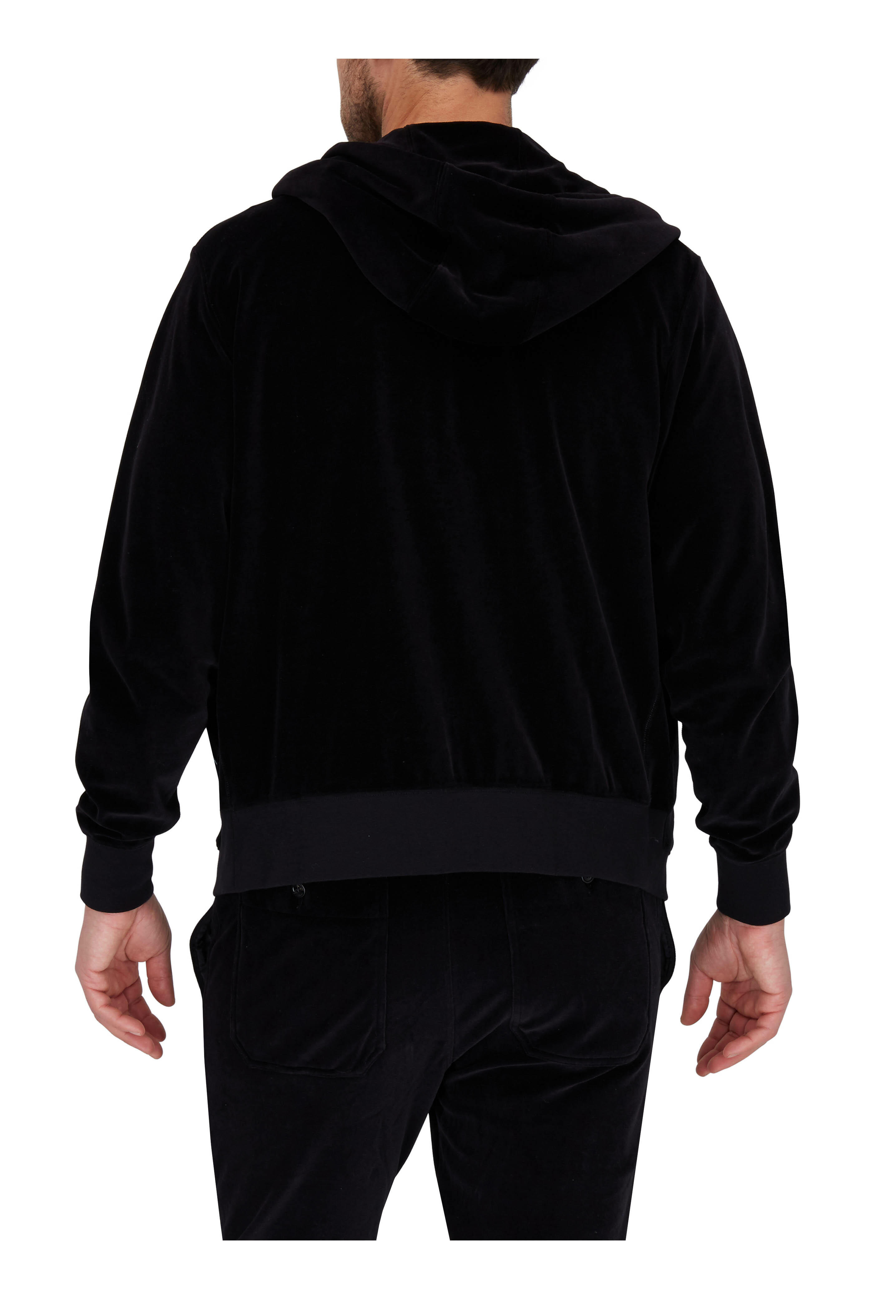 Tom Ford - Alpha Black Velour Zip Hoodie | Mitchell Stores