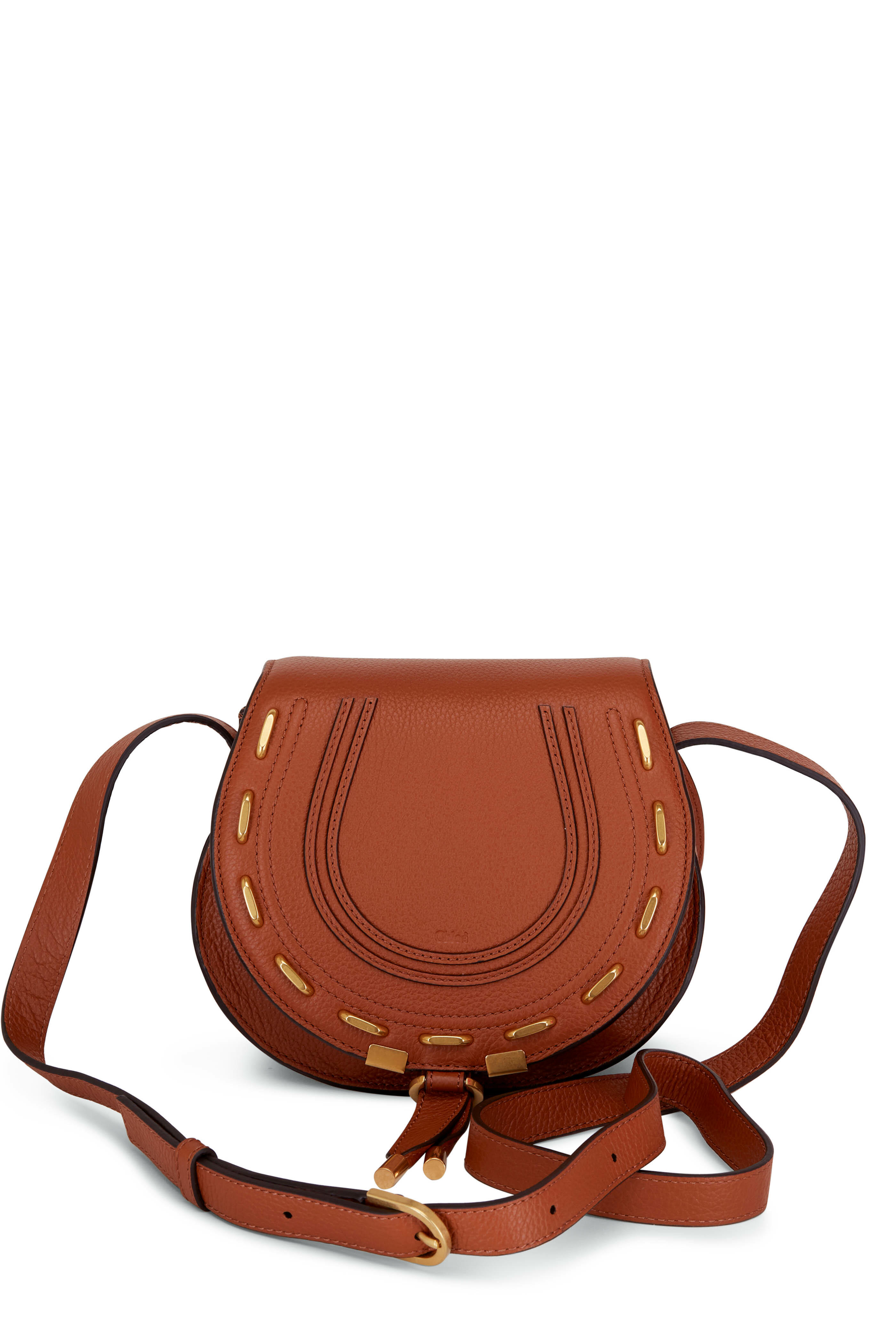 ショルダーバッグ・ポシェット CHLOE SMALL LEATHER SADDLE MARCIE BAG Chloé Small Marcie Saddle Bag In Grained Leather in Black
