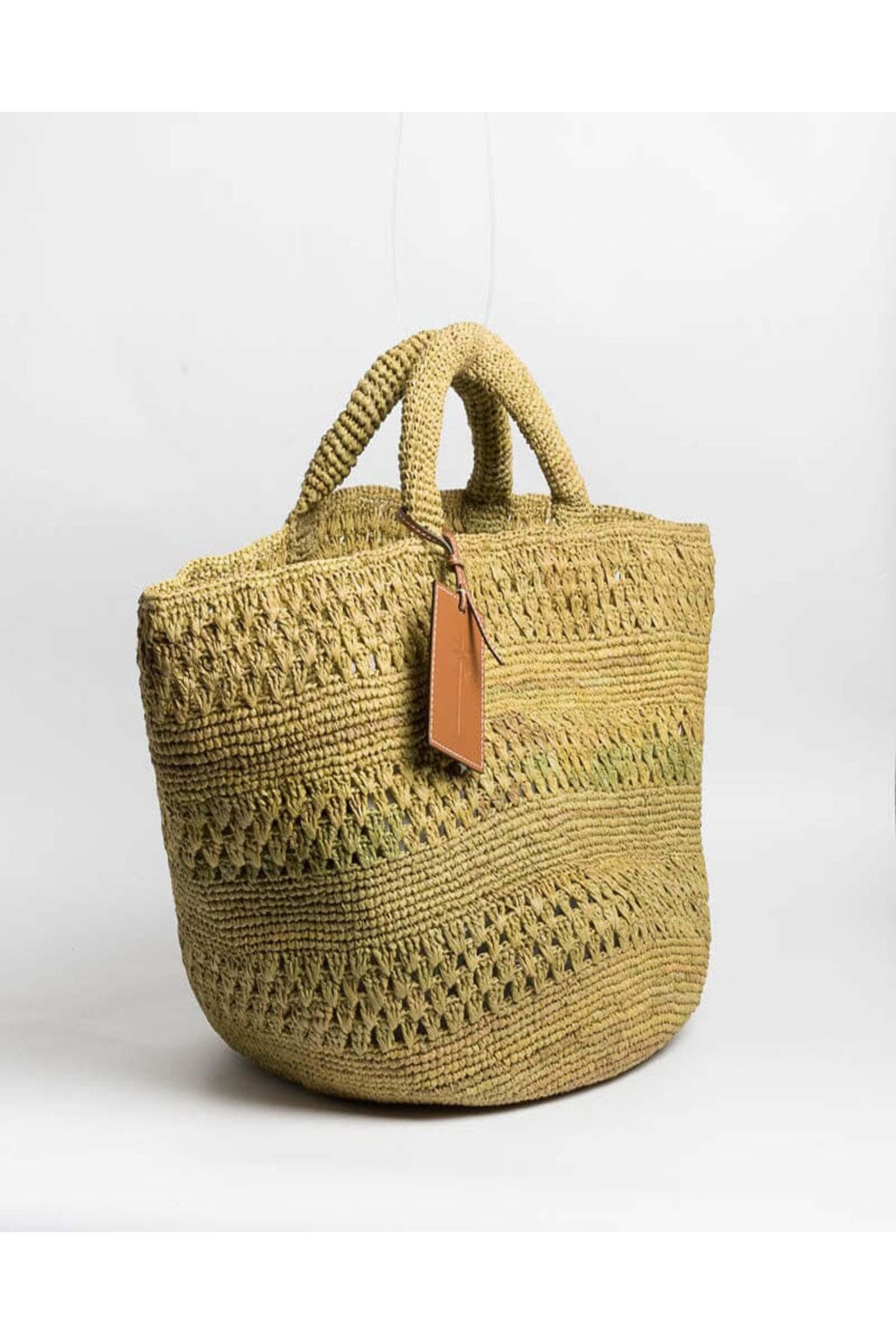 Manebi - Raffia Tote in Khaki