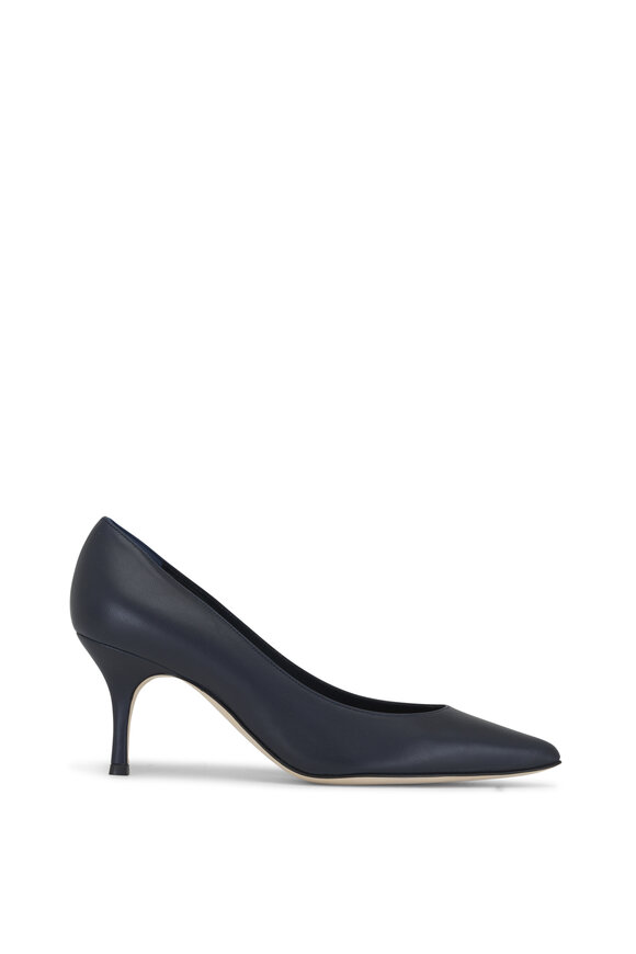 Manolo Blahnik - Kietta Navy Leather Stiletto Pump, 70mm