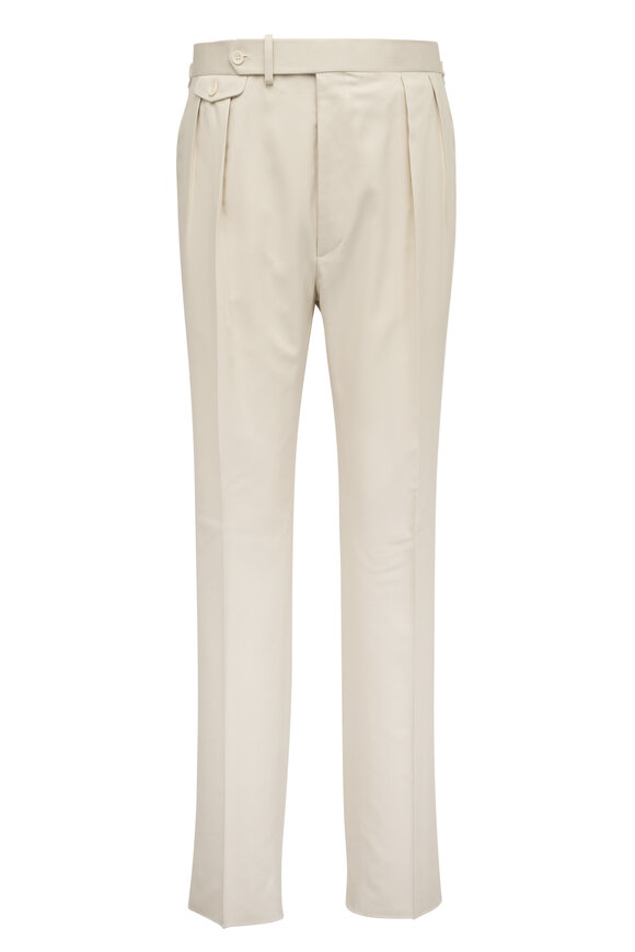 Ralph Lauren Purple Label Gregory Cream Silk Tapered Pant