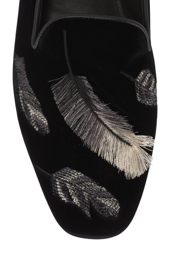 Arteana Gigi Black Velvet Embellished Feather Slipper - view 5