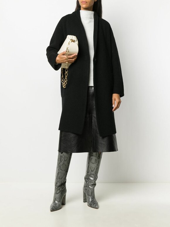 Vince - Black Collarless Cardigan Coat