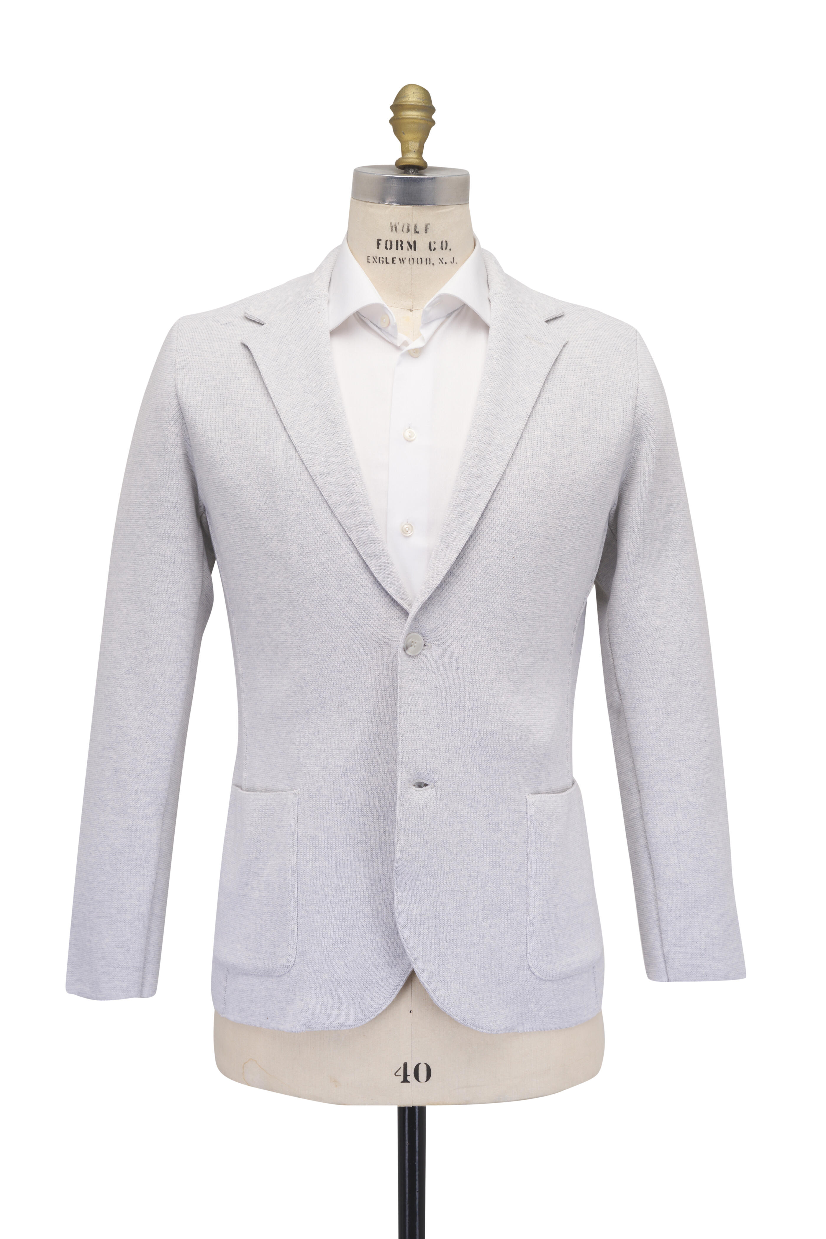Patrick Assaraf - Glacier Gray Cotton Knit Two Button Blazer