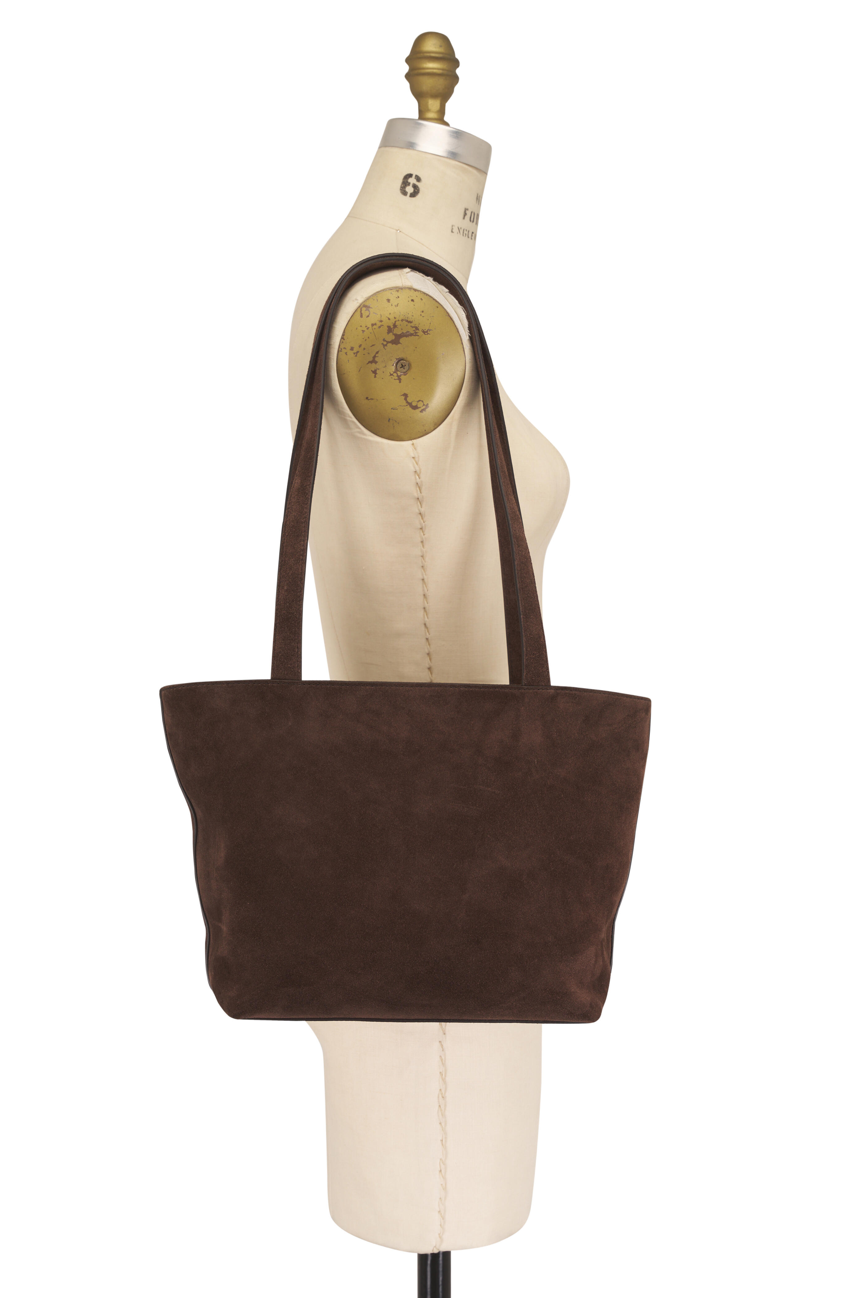 The Row - Nano Parker Dark Brown Suede Zip Tote - view 5