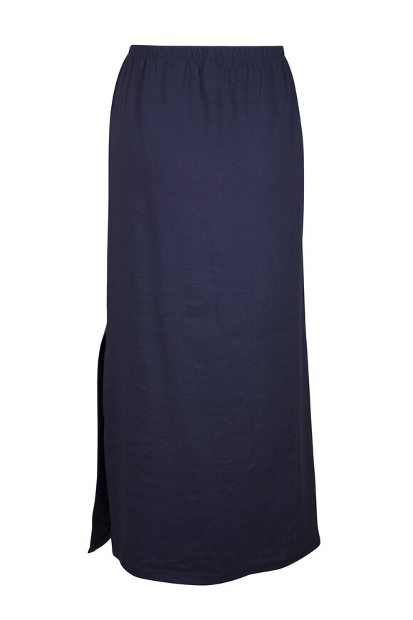 Peter Cohen Stem Navy Stretch Linen Viscose Skirt - view 3