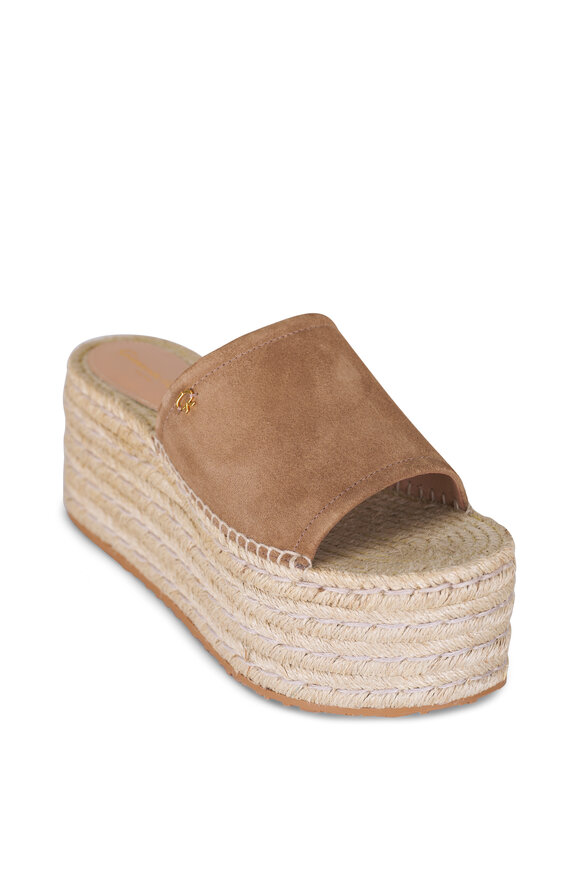 Gianvito Rossi Camel & Natural Suede Wedge Sandal