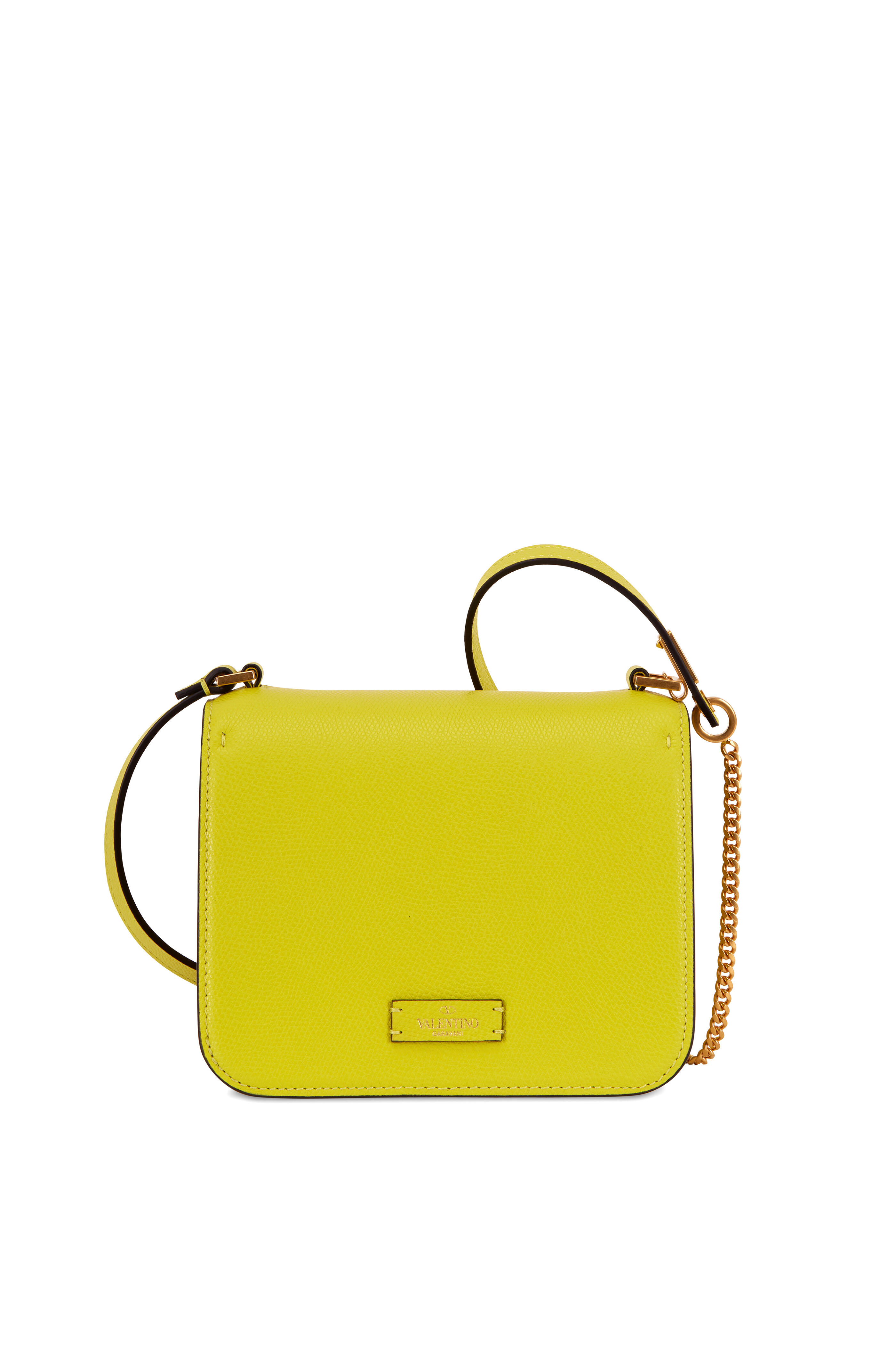 Valentino Garavani - V-logo Leather Cross-body Wallet Bag - Womens - Chartreuse