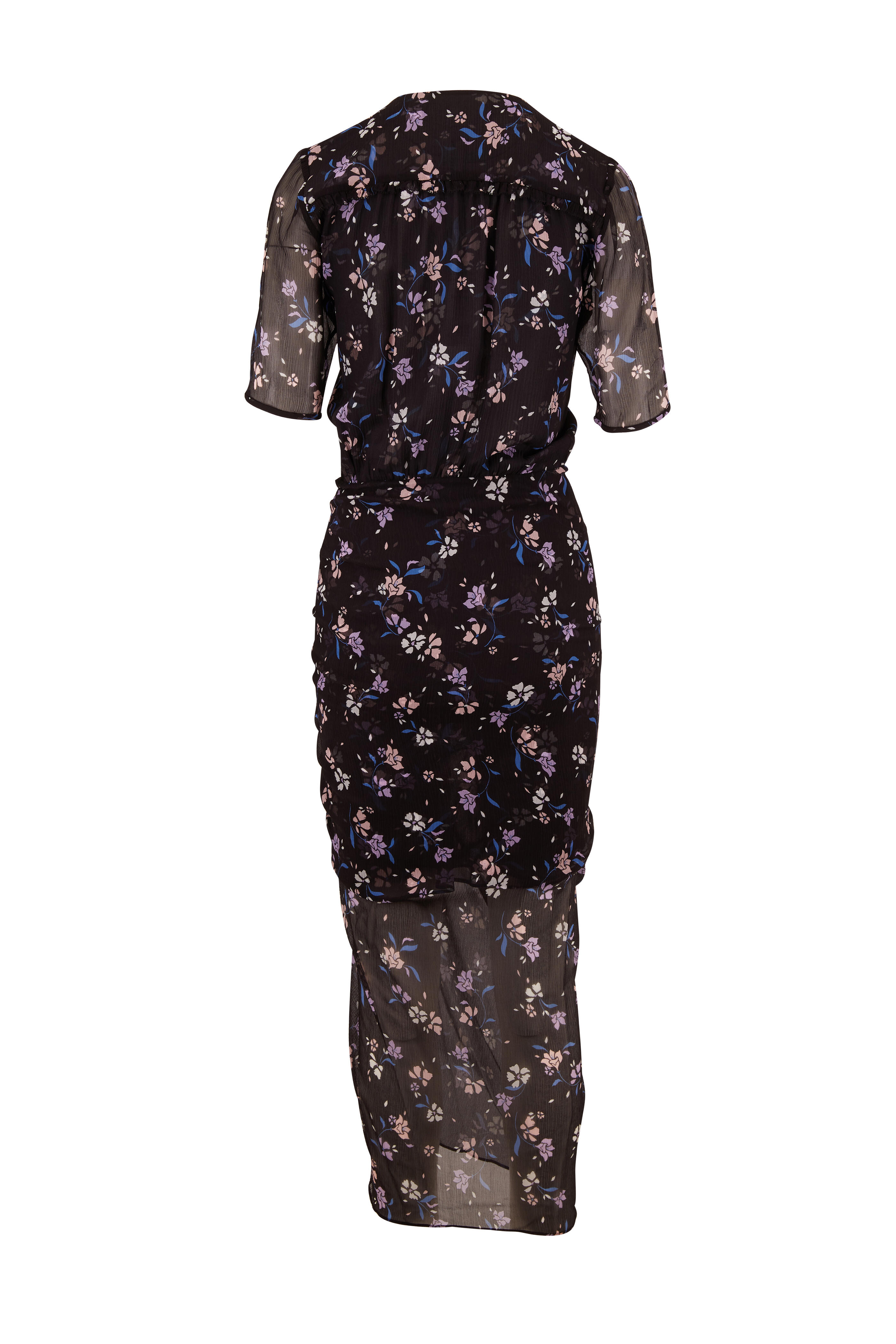 Veronica Beard - Mariposa Black Windswept Floral Chiffon Long Dress