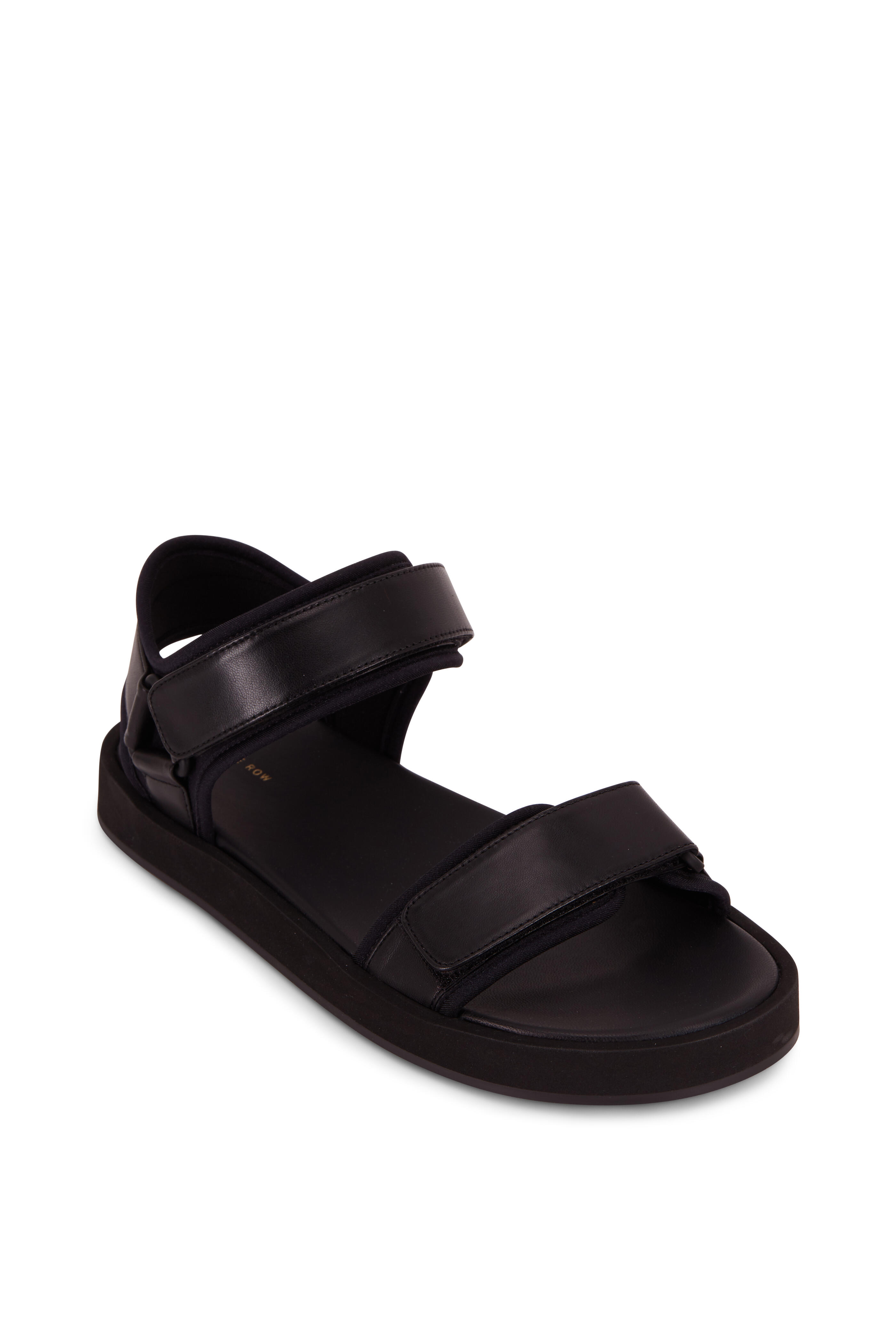 The Row - Black Hook & Loop Velcro Nappa Sandal