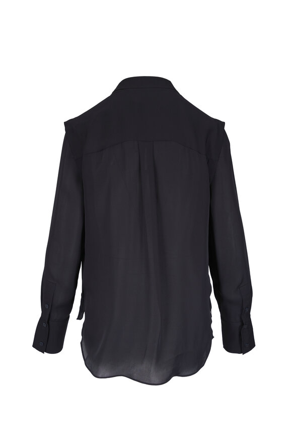 Simkhai Lillian Black Silk Tie Neck Blouse - view 2