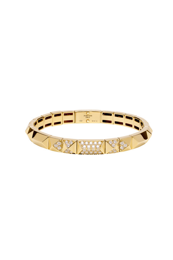 Peruffo 18k Yellow Gold Stud & Diamond Stretch Bracelet - view 1
