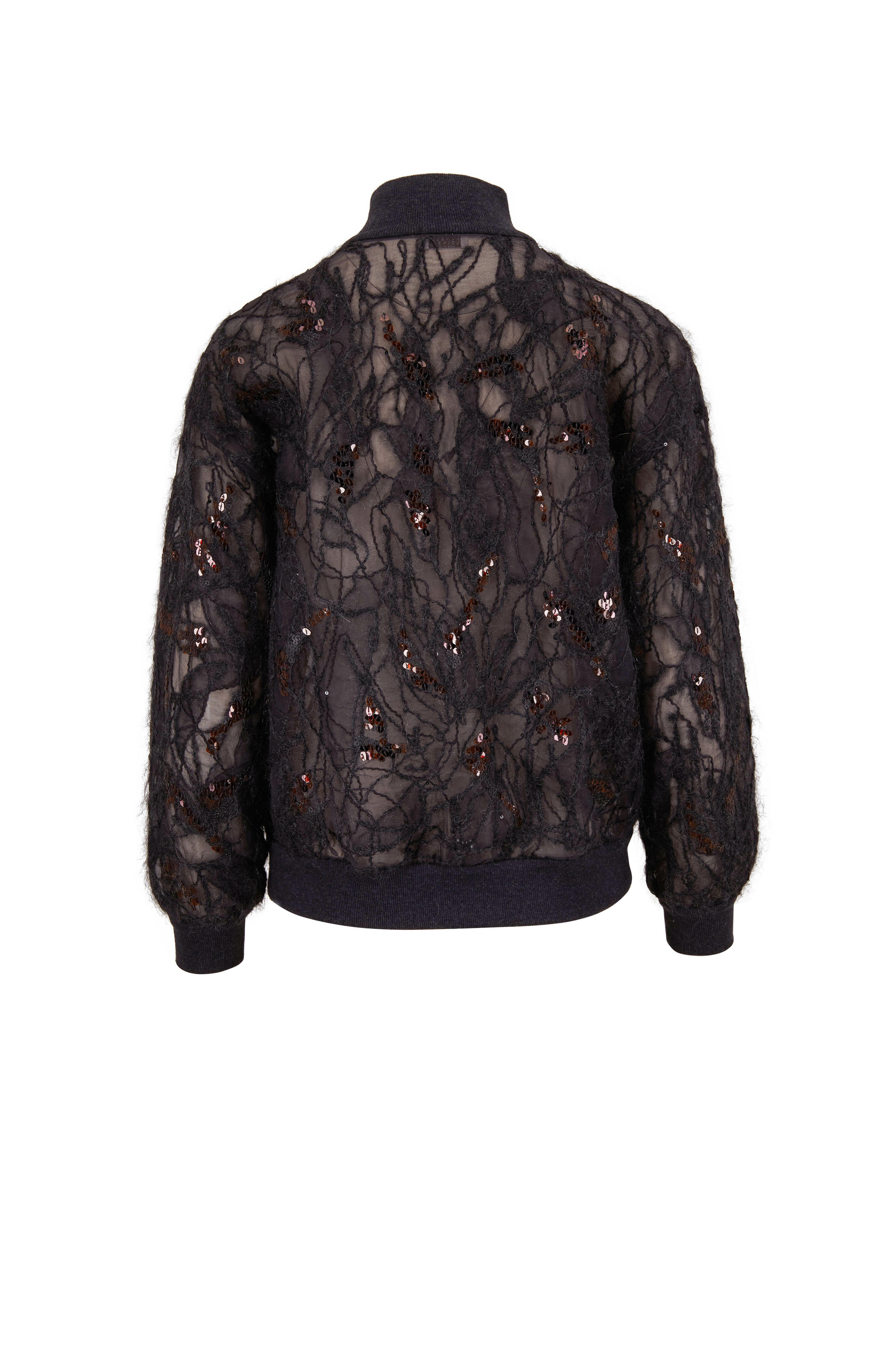 Brunello Cucinelli - Volcano Silk Tulle Zip Bomber Jacket