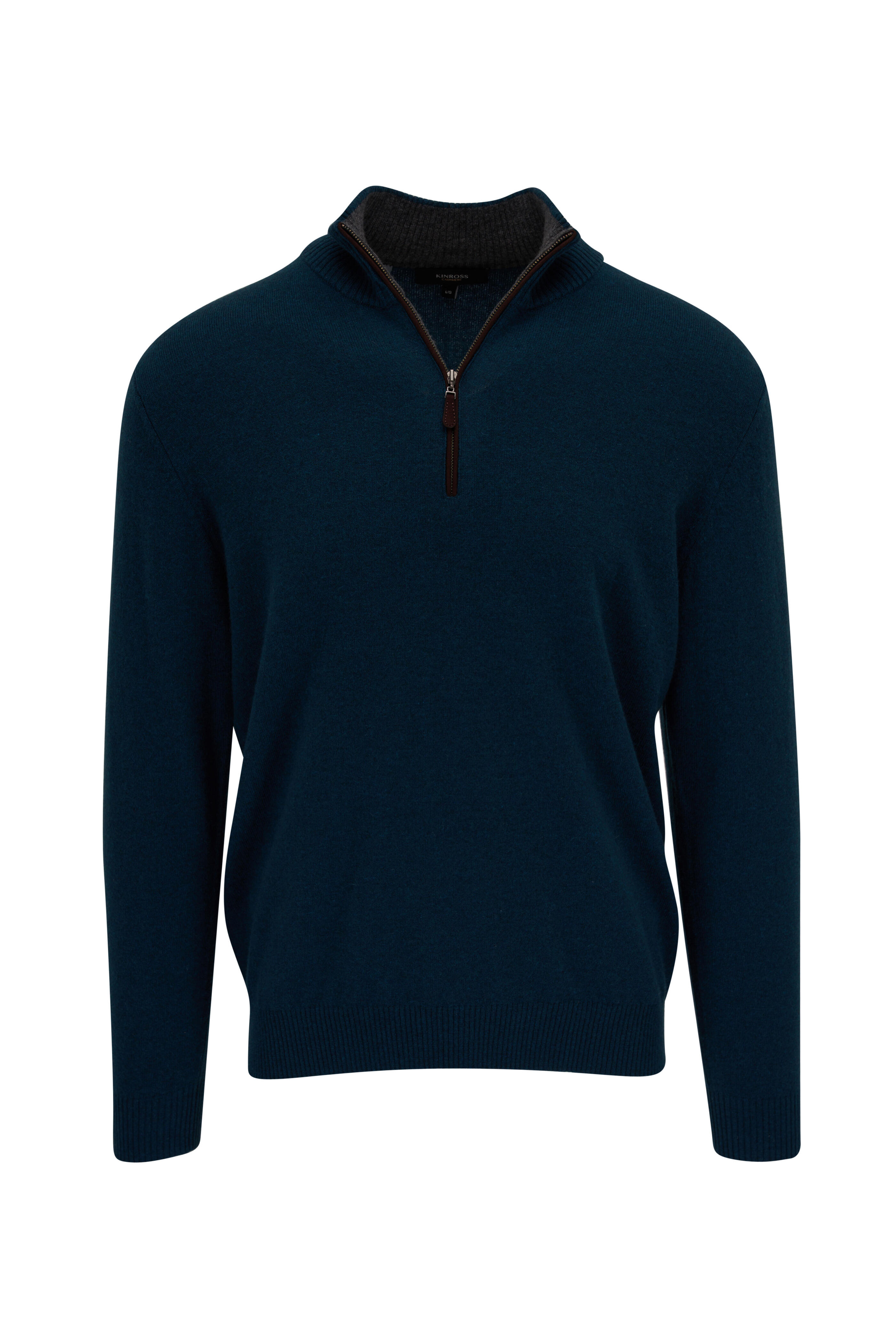 Kinross - Teal Suede Trim Quarter Zip Pullover | Mitchell Stores