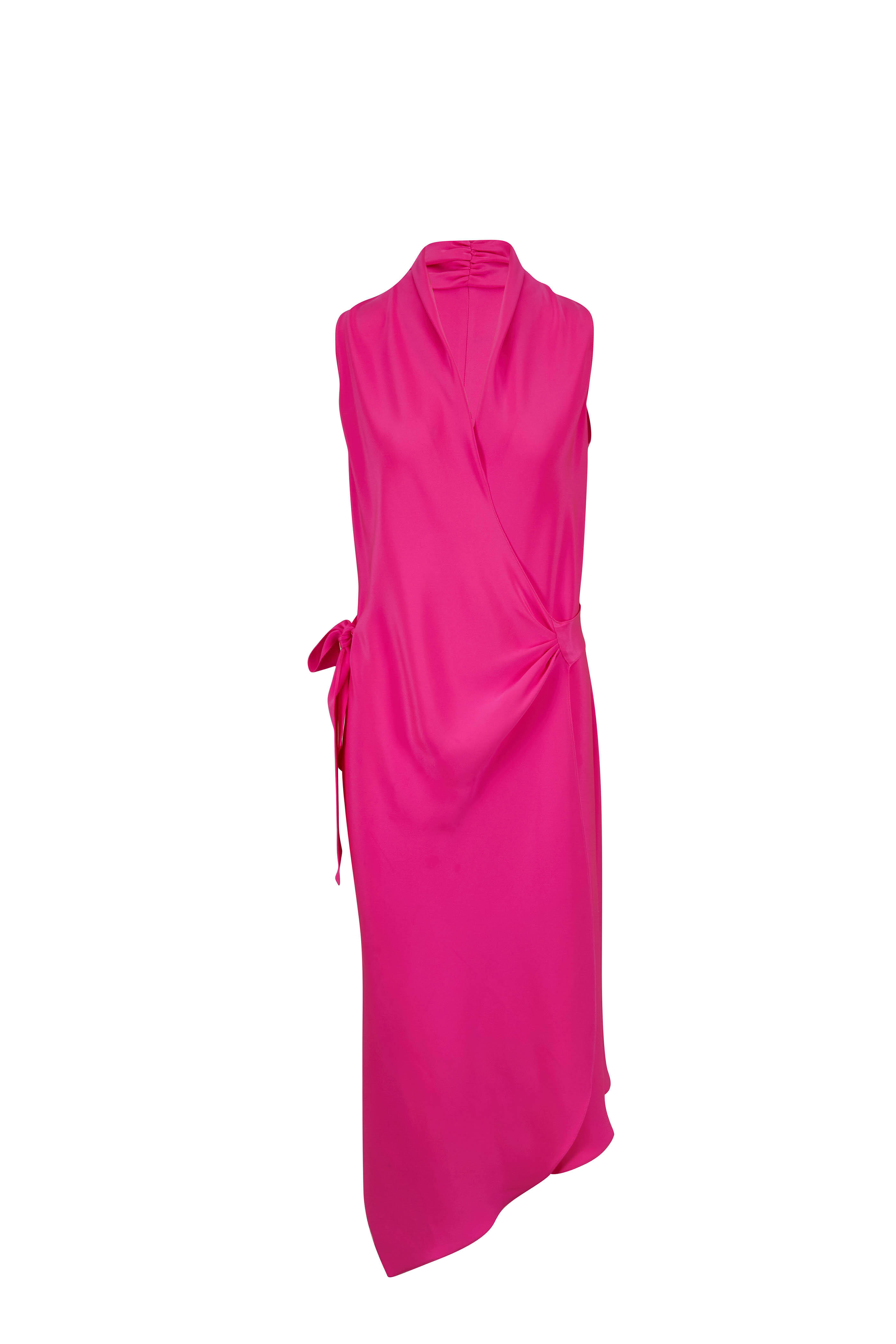Peter Cohen - Victor Fuchsia Sleeveless Silk Wrap Dress