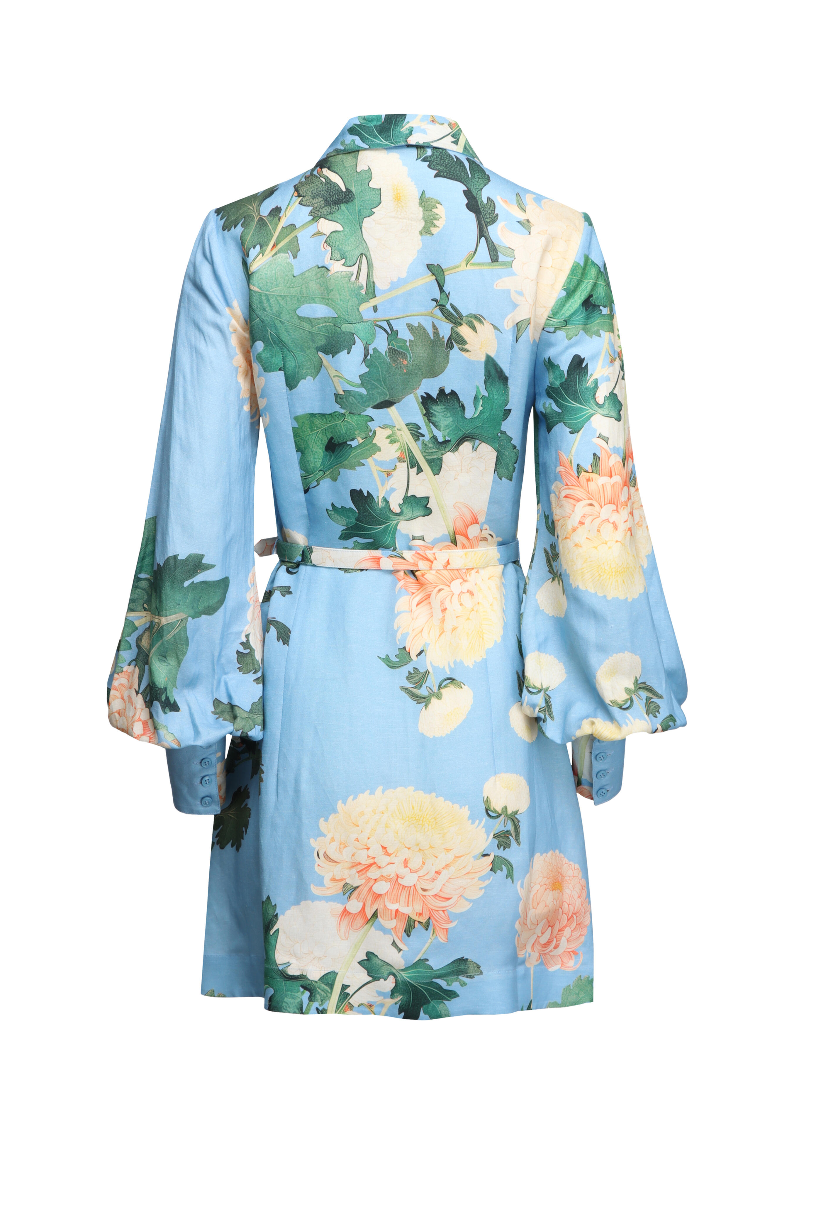 Leo Lin - Luminous Cornflower Blue Floral Mini Dress