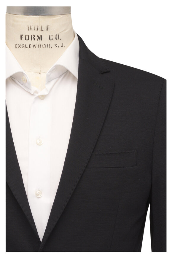 ZEGNA Black Silk Balcollar Coat イタリア製 ZEGNA Black Silk